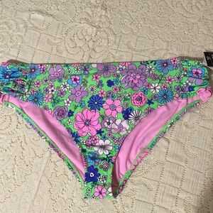 Salt & Cove Bright Floral Swim Bottom Size 2X (20-22) Green Pink Purple Floral